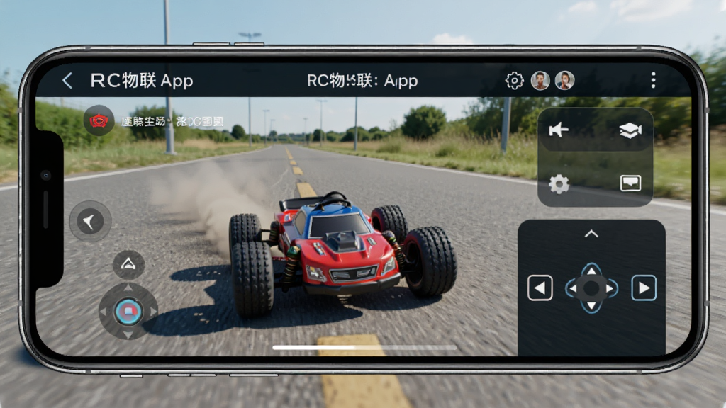 RC����App����չʾ���ֻ���Ļ��ʾң�س�ʵʱ��Ƶ����������ҡ�˿�����壬����Ϊ�����·�������Ƽ���UI��ƣ����廭�ʣ��ɾ����
