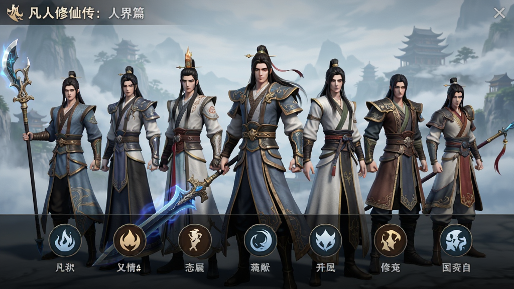 �������ɴ����˽�ƪ ��Ϸ��ɫѡ����棬����Ϊ��λ�������ɽ�ɫ����վ�������־��к������У��Ű�����չʾְҵͼ�������ƣ����Ϊ3D����������ϸ�ڰ�������������������Ч�������������ƣ����ʸ��壬�ɾ����޶���Ԫ��