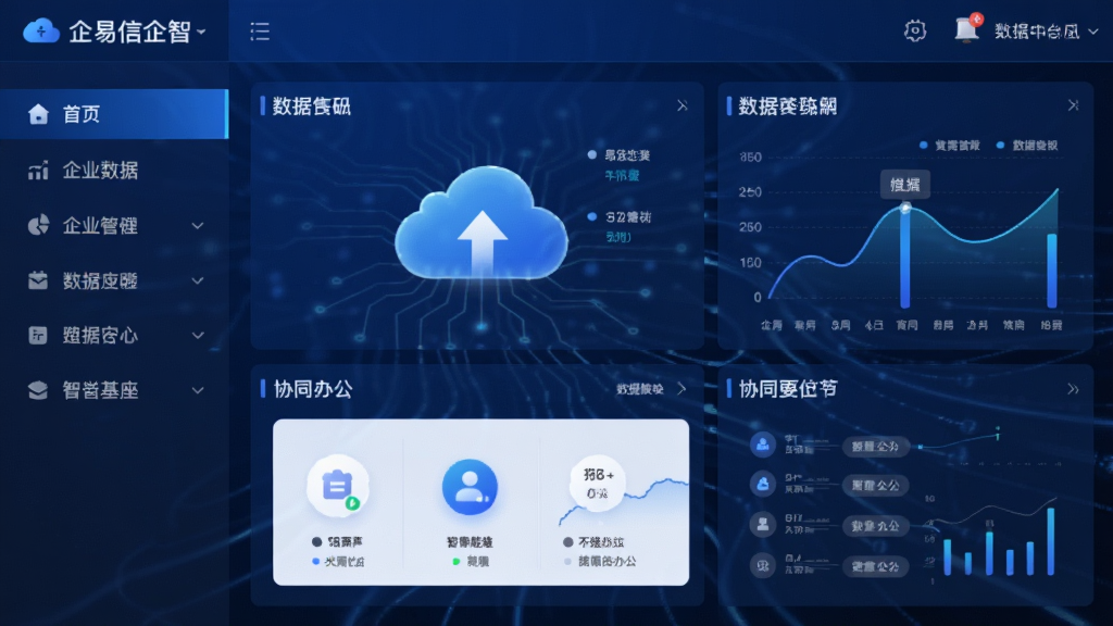 ������ҵ���ǻ�����Ӧ�ý��棬����Ϊ��ɫ�Ƽ��е���ҵ��̨�Ǳ��̣����ֲ������ҷ��������Ϊ���ܵ����˵����Ҳ�Ϊ���ݿ��ӻ�ͼ�����Ű��������������Ϊ�ִ�����Ƽ��磬ϸ�ڰ�����ͼ�ꡢ�������ߡ�Эͬ�칫ģ�飬���ʸ��壬�ɾ����޶���Ԫ��