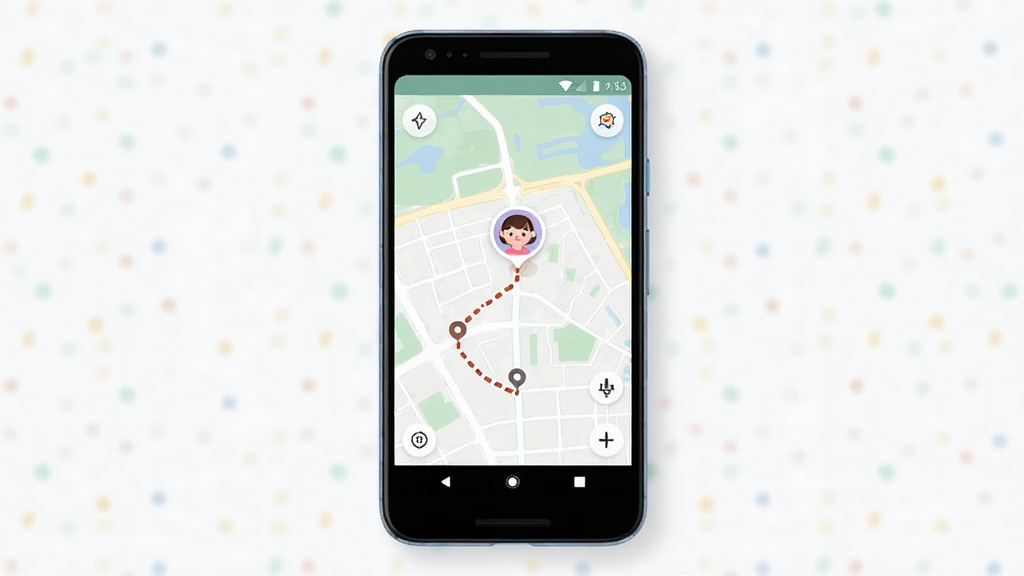 �绰�ֱ�APP����չʾ������Ϊһ����׿�ֻ���Ļ��ʾ��ͯ��λ��ͼ������Ϊ�ֻ����з��ã��Ű��࣬���Ϊ�Ƽ����·磬ϸ�ڰ�����ͼ�ϵĶ�ͯͷ��ͼ��Ͷ�λ�켣�ߣ����ʸ��壬�ɾ����޶���Ԫ��