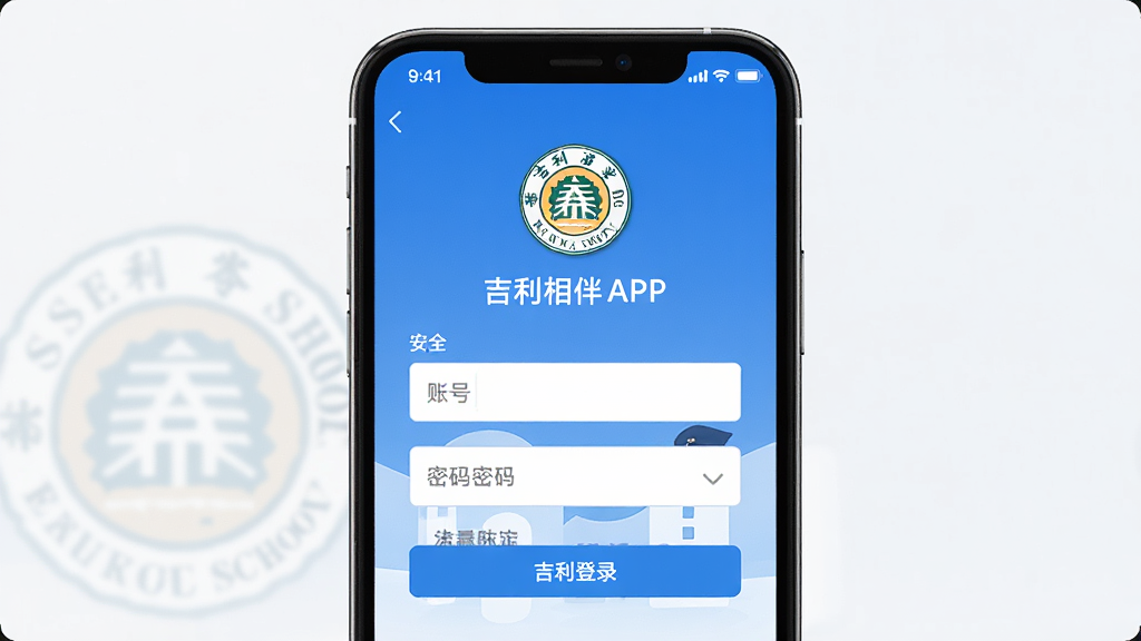 �������APP��ȫ��¼���棬����Ϊ�ֻ���ʾ��¼ҳ�棬���־��У��Ű��࣬���Ϊ�ٷ���ʽ��ϸ�ڰ���ѧУlogo���˺���������򣬻��ʸ��壬�ɾ����޶���Ԫ��