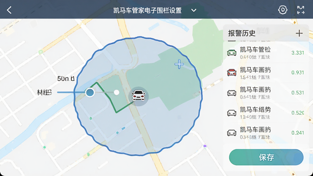 �������ܼҵ���Χ�����ý��棬����Ϊ��ͼ�ϻ��Ƶ�Բ��Χ�������복��ͼ�꣬����Ϊ�ֻ�Ӧ�ý�ͼ��ʽ���Ű�����뾶���ڻ����뱣�水ť�����Ϊ���ʵ�ã�ϸ���б�����ʷ�б��������������ɾ����޶���Ԫ��