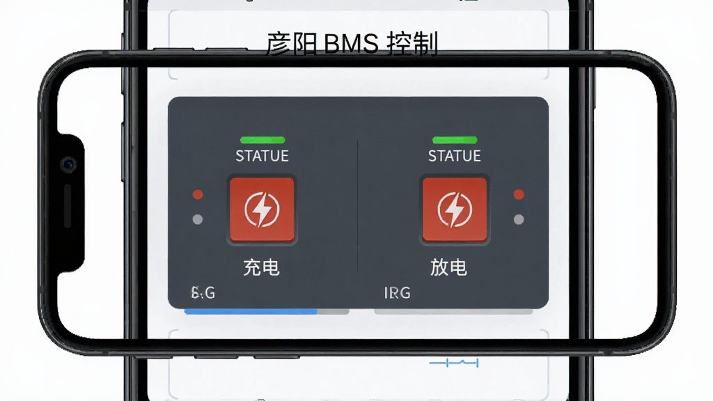 �ֻ���Ļ��ʾ����BMS���ƽ��棬����Ϊ���ͷŵ翪�ذ�ť�����־��У��Ű�Գƣ����Ϊ��ƽ����ƣ�ϸ�ڰ���״ָ̬ʾ�ƺͽ����������ʸ��壬�ɾ����޶���Ԫ��