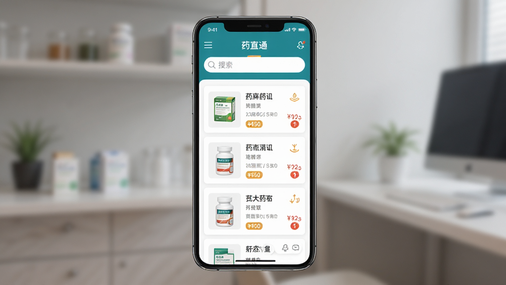 ҩֱͨAPP����չʾ���ֻ���Ļ����ʾҩƷ�б��ͷ��ർ��������Ϊһ�������ֻ������־��У��Ű����������Ϊ�ִ���Լ����磬ϸ�ڰ���ҩƷͼƬ���۸��ǩ�������򣬻��ʸ��壬�ɾ����޶���Ԫ�ء�