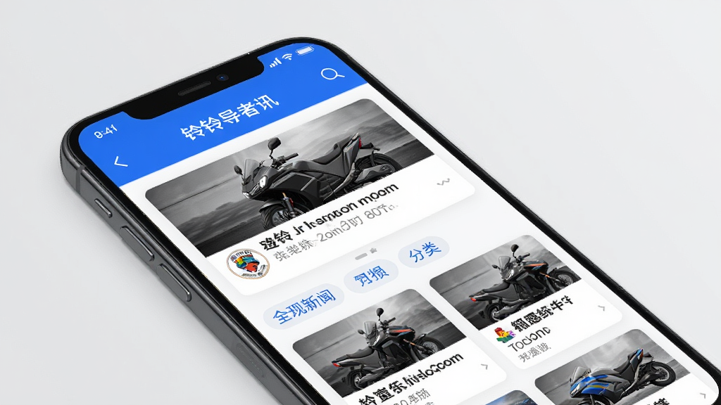 �ֻ���Ļչʾ̨���嵼��App��Ѷ�б�ҳ�棬��ɫ��ɫ���������࣬�����綯�����ſ�Ƭ�ͷ����ǩ������Ϊǳ��ɫ�����������ɾ��޶���Ԫ��
