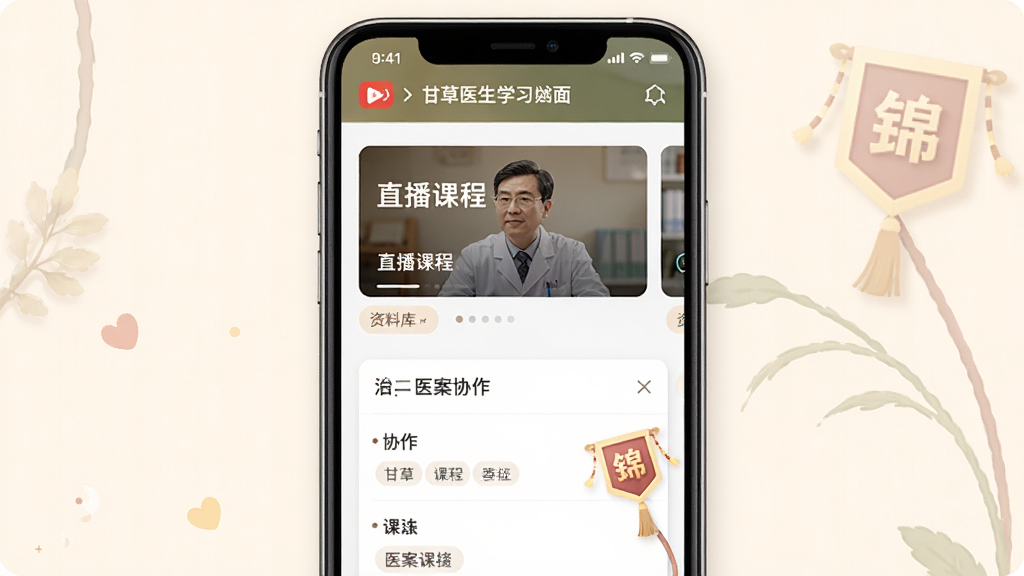 �ʲ�ҽ��ҽ���˸ʲ�ѧ԰ѧϰ���棬����Ϊ�ֻ���Ļչʾֱ���γ���ҽ��Э��ҳ�棬����Ϊ���½ṹչʾ�γ̿�Ƭ��Э����壬�Ű��������ˣ����Ϊ��ůѧ���磬ϸ�ڰ���ֱ��ͼ�ꡢ���Ͽ��ǩ������Ԫ�أ����ʸ��� �ɾ� �޶���Ԫ��