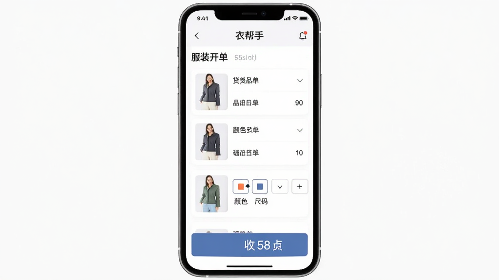 �°���APP���ٿ�������չʾ������Ϊ�ֻ���Ļ��ʾ��װ����ҳ�棬����Ϊ�����ֻ�ģ�ͣ��Ű��࣬���Ϊ�ִ������ƽ����ϸ�ڰ�����Ʒ�б�����ɫ����ѡ��ť�����������ʾ�������������ɾ����޶���Ԫ��