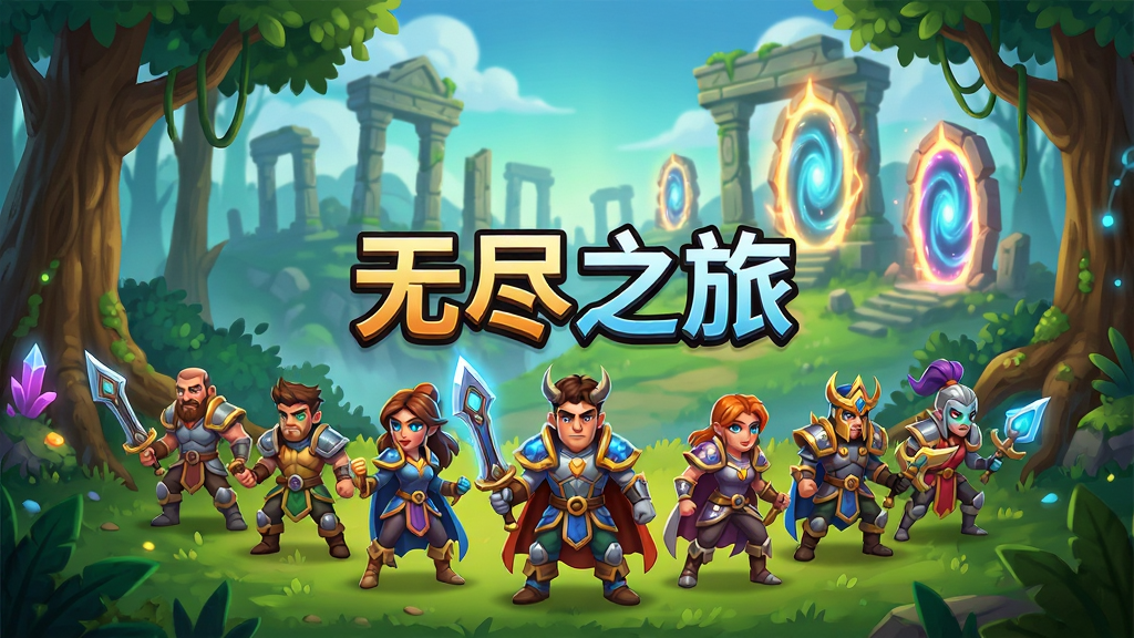 �޾�֮����Ϸ�����棬��λӢ�۽�ɫ�ų�С��վ��ɭ����ڣ�Զ���й��Ϸ���ͷ��⴫���ţ�����������ʾ�޾�֮�ñ��⣬ɫ�����ޣ���ͨħ�÷�񣬲��ֲ�η�����ϸ�ڷḻ�����廭�ʣ��ɾ��޶���Ԫ��