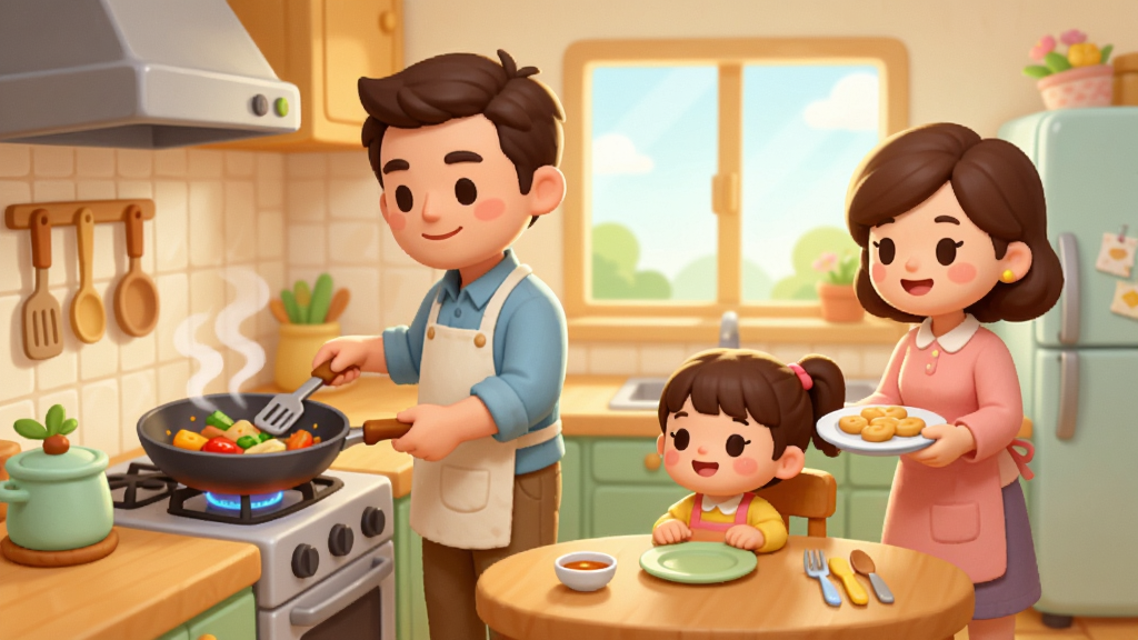 ����С������Ϸ���棬��ܰ��ͥ�����������ְ�����̨ǰ���ˣ������������΢Ц��СŮ�����ڲ����Եȴ��������������룬��ͨ�������ɫ��������ͣ�����ɾ����࣬���廭��