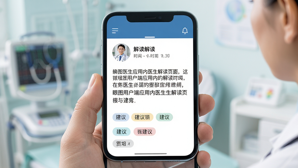 ��ͼ�û���Ӧ����ҽ�����ҳ�棬����Ϊ�ֻ���Ļչʾҽ����������뽨�飬����Ϊ���½ṹ���Ű����࣬���רҵҽ�Ʒ磬ϸ�ڰ���ҽ��ͷ�񡢽��ʱ�䡢�����ǩ�����ʸ��壬�ɾ����޶���Ԫ��