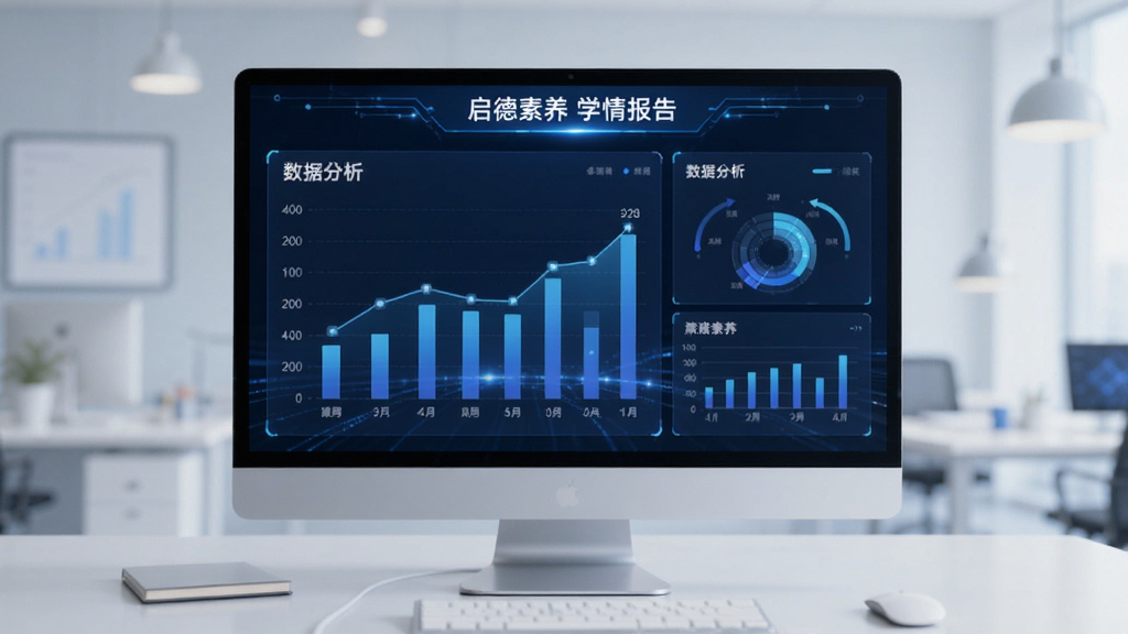 启德素养 学情报告 数据分析 图表展示 科技感 蓝色调 干净无多余元素