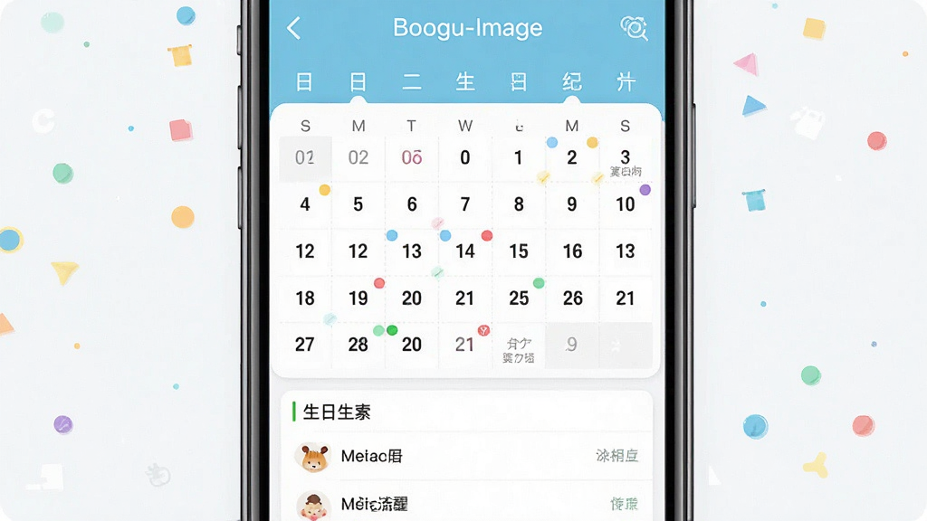 Boogu-Image ����һ���ֻ�Ӧ�ý���չʾͼ������Ϊ�������ռ�������Ӧ�õ���ҳ�棬�����Ϸ�Ϊ�·ݵ��������м�Ϊ���������·�Ϊ�����б����Ű������£����Ϊ��ƽ����ƣ�ϸ�ڰ�����ɫԲ���Ǻ�ũ��С�֣����������ɾ��޶���Ԫ��