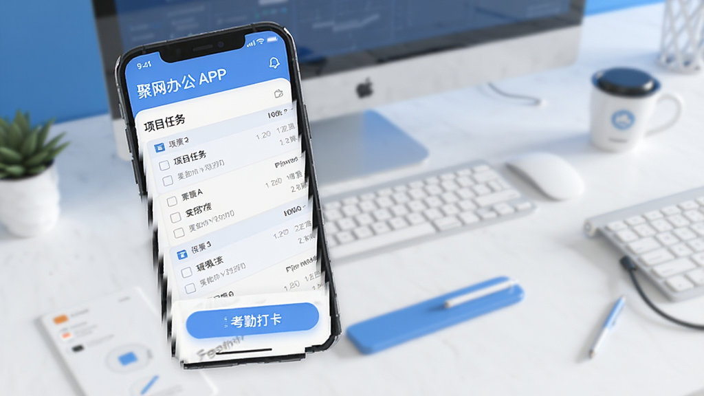 �����칫 APP ������չʾ���ֻ���Ļ����ʾ��Ŀ�����б��뿼�ڴ򿨰�ť������Ϊ���칫���棬������ɫ����ƽ����񣬽����������������ʸɾ����޶���Ԫ��