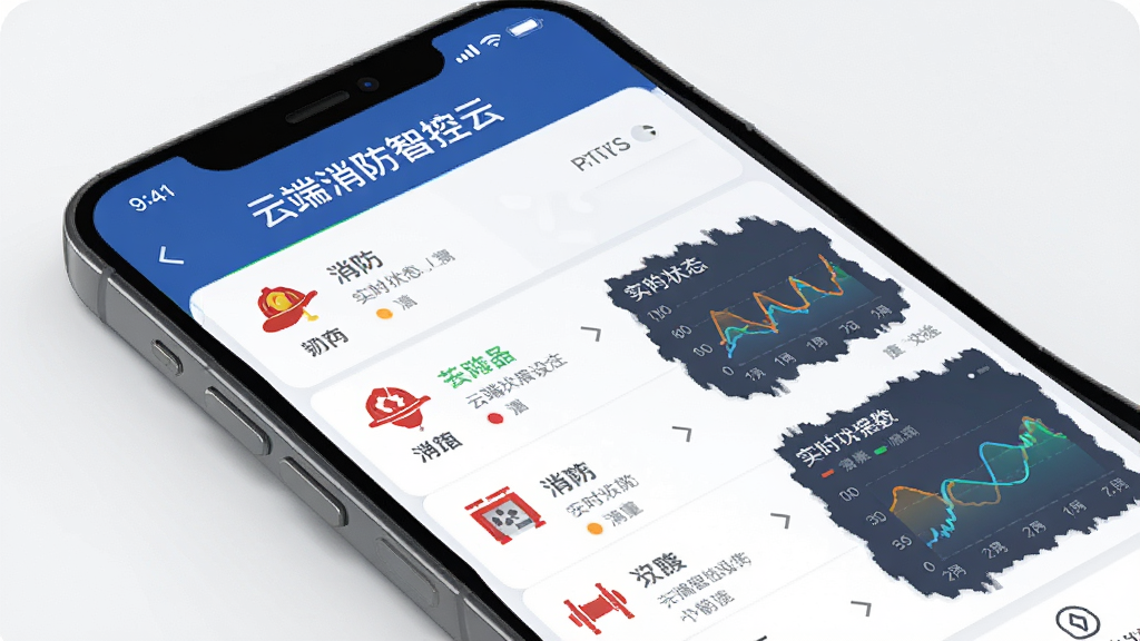 �����ǿ��� ���豸�ƶ��ǿع���չʾ���棬����Ϊ�ֻ���Ļ��ʾ�����豸�б���ʵʱ״̬���ݣ�����Ϊ���½ṹ���Ϸ������·��б����Ű����������Ϊ�ִ��Ƽ���ƽ����ϸ�ڰ����豸ͼ�ꡢ״ָ̬ʾ�ơ�����ͼ�������ʸ��壬�ɾ����޶���Ԫ��