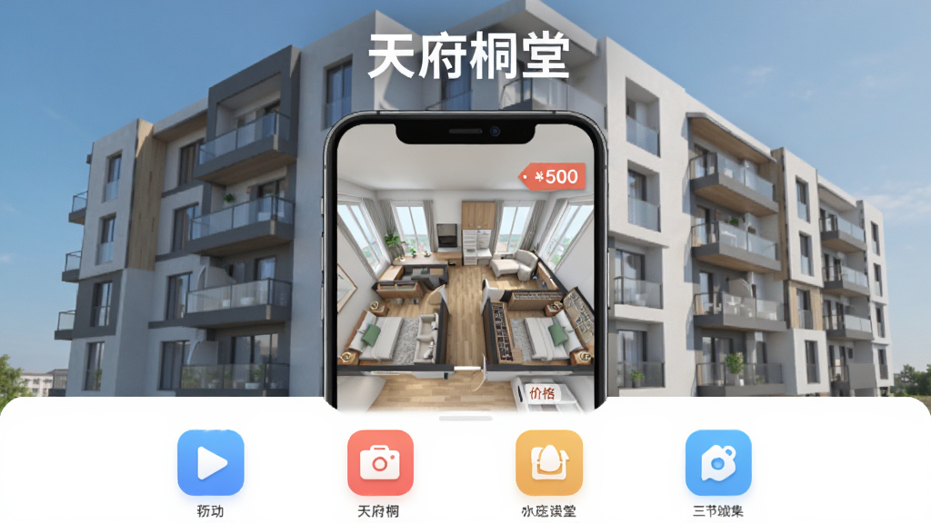�츮ͩ��APP����չʾ�������������ֻ���Ļ����Ļ����ʾVR�������ܣ��з��仧��ͼ�ͼ۸��ǩ�������Ǽ����ִ���Ԣ¥������Ϊ���½ṹ���Ϸ����������ơ��츮ͩ�á����·��ǹ���ͼ�꣬���Ϊ��ƽ���Ƽ��磬ϸ�ڰ��������ڵļҾߺͲɹ⣬�����������ɾ����޶���Ԫ��