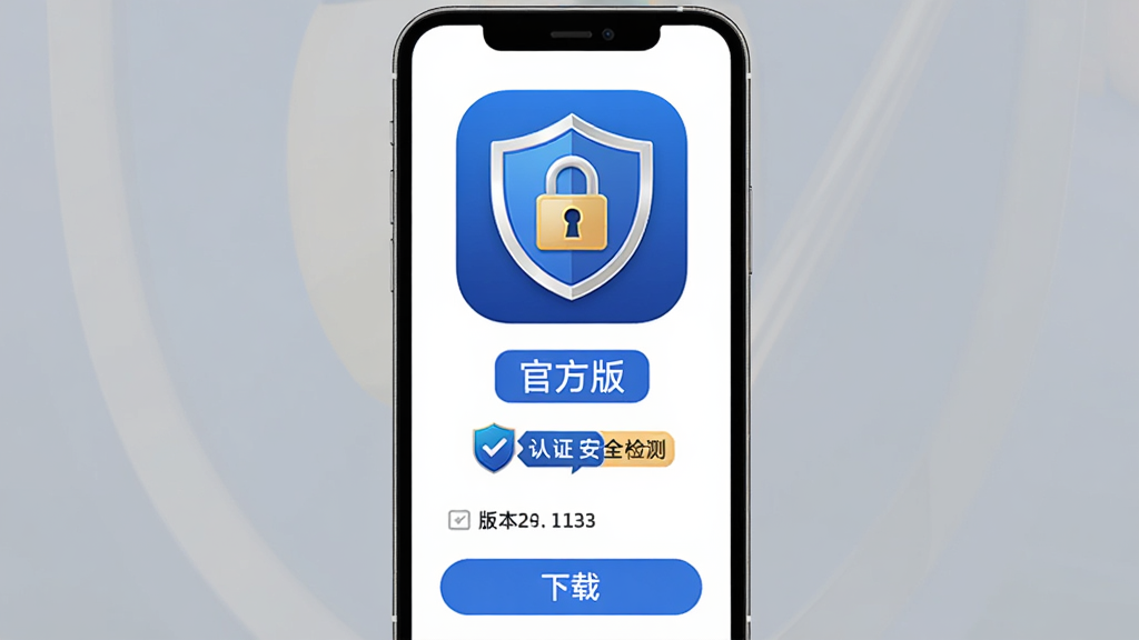 ����ΪKǪ��Ӧ�ùٷ�����ҳ�氲ȫ��֤��ʶչʾ������Ϊ�ֻ���Ļ���д�����ͼ��Ͱ�ȫ�����Ű��Ϸ�ΪӦ��ͼ���·�Ϊ��֤��ǩ�����Ϊ���������ɫ����ϸ�ڰ������ٷ��桱��������ȫ���ͼ�ꡢ�汾���������ذ�ť�����ʸ���ɾ��޶���Ԫ��