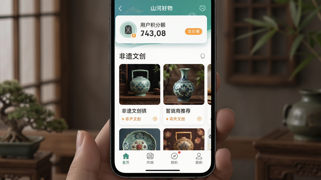�ֻ���Ļչʾɽ�Ӻ���App�����̳���ҳ��ҳ�沼���������Ϸ���ʾ�û��������в�Ϊ�����Ĵ���Ʒ�Ƽ�λ���ײ���������������¹��磬ϸ�ھ��£����ʸɾ��޶���Ԫ��