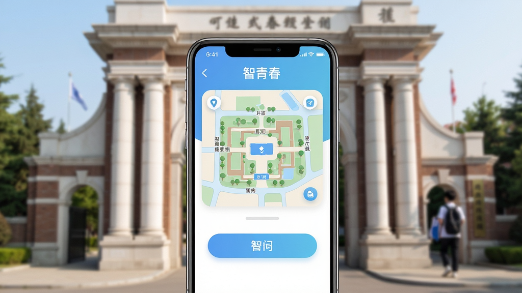 һ�������ֻ���Ļ��ʾ�����ഺ��App���棬��������У԰��ͼ�Ϳ��Ű�ť�������Ǵ�ѧУ�ţ����־��У�������¼�Լ��ϸ������������1080P���ɾ��޶���Ԫ��