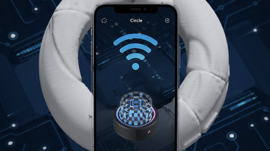 �ֻ���Ļ��ʾ3D Circle�������棬�в���WiFi����ͼ�����άLED�������豸������Ϊ����ɫ�Ƽ���񣬻���ɾ����࣬���廭�ʣ��޶���Ԫ��