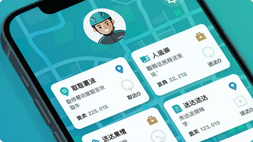 �廭���չʾ���������ְ�App�ж�����Ͷ�����Ƭͬʱ�������ֻ���Ļ�ϣ�����ͷ��λ����Ļ�Ϸ���������Ƭ��ʾ��ͬȡ������ʹ�㣬����Ϊ���е�ͼ·�ߣ�����ɫ������ƽ����ƣ�����ɾ��޶���Ԫ�أ����廭��