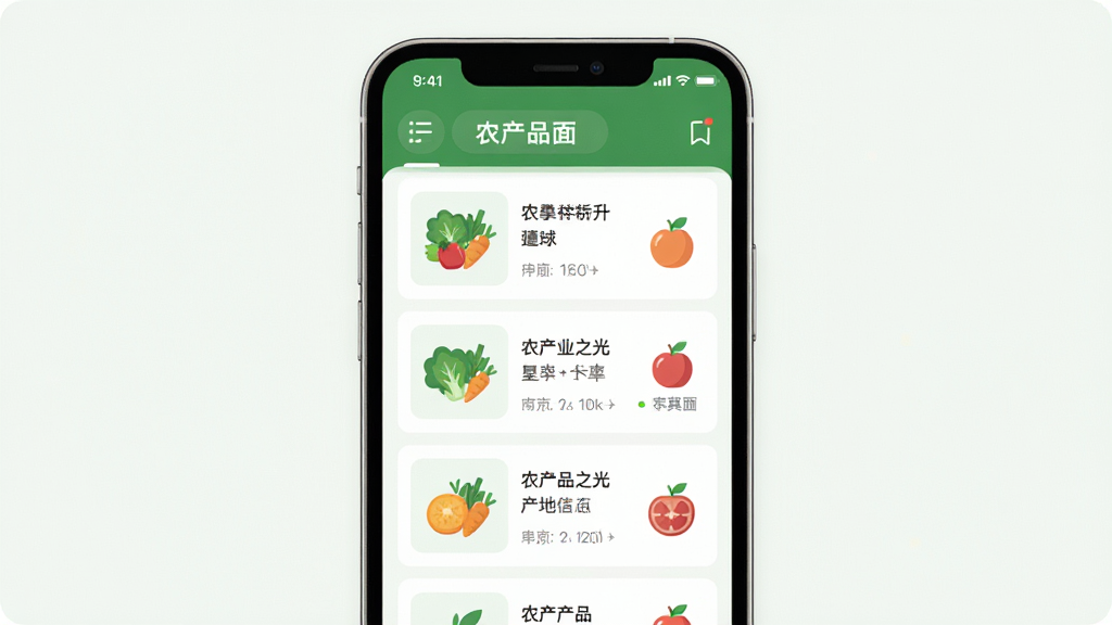ũ��֮��Ӧ�ý���չʾ������Ϊ�ֻ���Ļ����ʾũ��Ʒ�б��Ͳ�����Ϣ������Ϊ���з����ֻ�ģ�ͣ��Ű������������Ϊ�ִ���ƽ����ƣ�ϸ�ڰ��������߲�ˮ��ͼ�����ɫ����ɫ�����ʸ��壬�ɾ����޶���Ԫ��