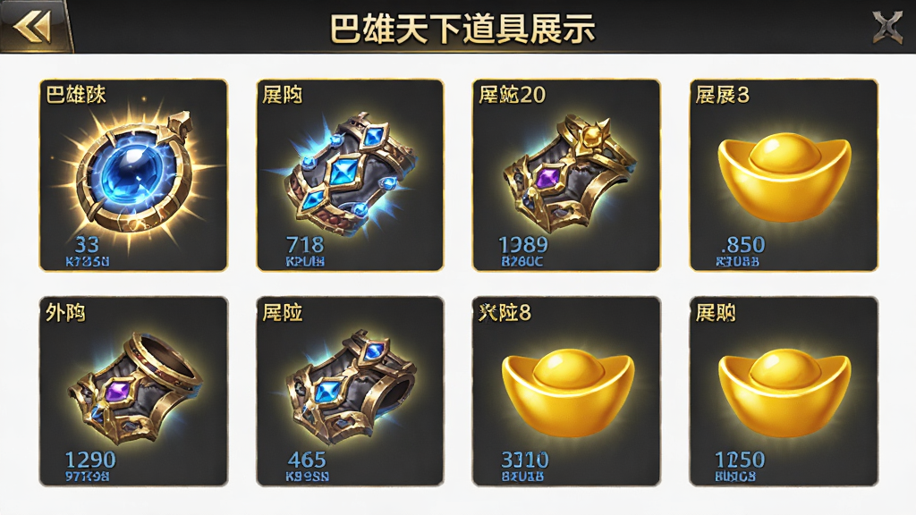 �������µ���չʾ������Ϊ����װ����Ԫ��ͼ�꣬����Ϊ�������У��Ű����룬���Ϊ��ϷUI���棬ϸ�ڰ�����Ч��������ֵ�����ʸ��壬�ɾ����޶���Ԫ��