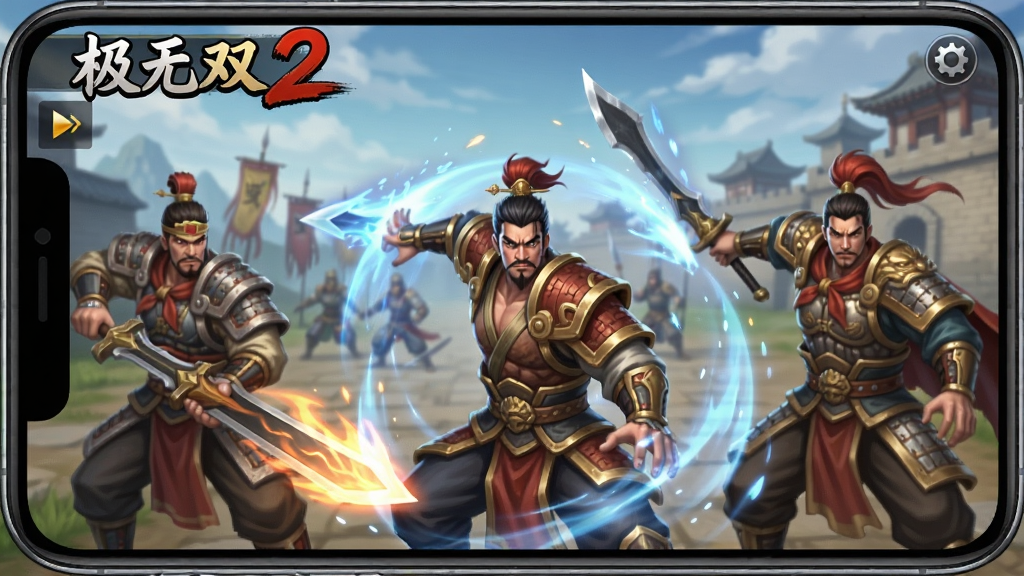 极无双2 游戏主界面 三国武将 技能特效 高帧画面 手机游戏截图 高清画质 干净 无多余元素