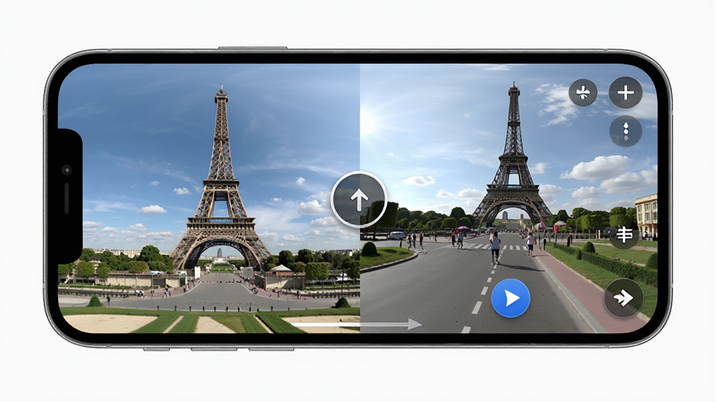��ά��ͼ����APP��չʾȫ��VRȫ����ٶȽ־��ںϻ��棬����Ϊ�ֻ���Ļ���ְ��ƶ�����ȫ�����������ҷ����Ա�VRȫ����־����Ű��࣬���дʵ��ϸ�ڰ���ȫ����ת��ť�ͽ־�������ͷ�����ʸ��壬�ɾ����޶���Ԫ��