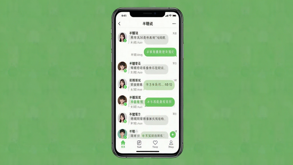 半糖说软件界面展示,主体为手机屏幕中显示社交聊天列表,布局居中,排版简洁,风格清新现代,细节包含头像、消息气泡、底部导航栏,画质清晰,干净,无多余元素