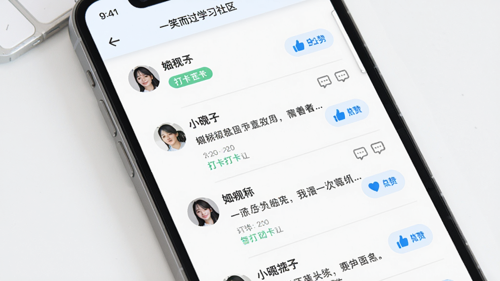 һЦ����ѧϰ����ҳ�棬����Ϊ�ֻ���Ļ�е�������Ϣ��������Ϊ���»����б����Ű����ͷ���ǳơ���������ް�ť�����Ϊ����ǳɫϵ��ϸ���д򿨱�ǩ������ͼ�꣬�����������ɾ����޶���Ԫ��