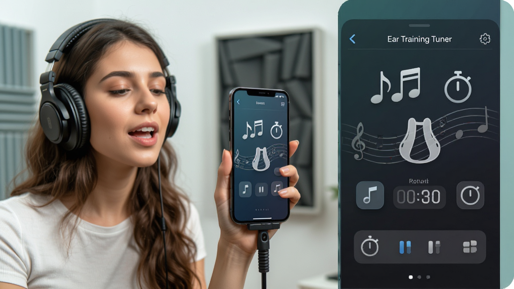 Ear Training Tuner ��������������ѵ������������Ϊ���������������ֻ���������������Ҳ��������棬�Ű�ƽ�⣬����ִ����£�ϸ�ڰ����������ʱ��ͼ�꣬���ʸ��壬�ɾ����޶���Ԫ��