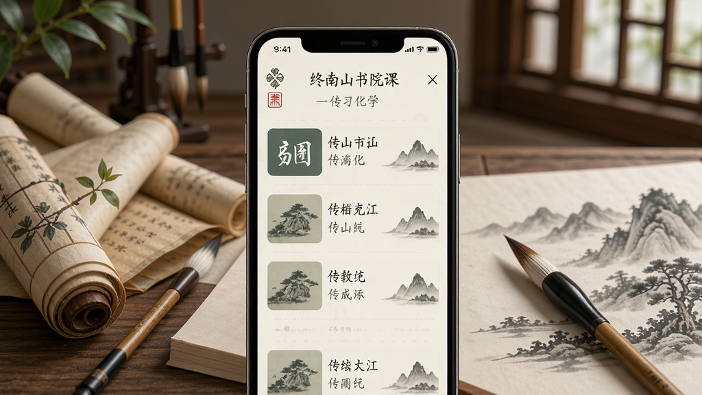 ����ɽ��Ժѧϰ���棬����Ϊ�ֻ���Ļ��չʾ��ͳ�Ļ��γ��б�������Ϊ���½ṹ���Ű����������Ϊ�ŷ����£�ϸ�ڰ��������ë�ʡ�ɽˮ����Ԫ�أ����ʸ��壬�ɾ����޶���Ԫ��