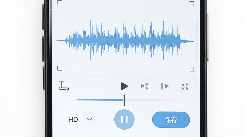 ����HD��Ƶ�༭���ܽ��棬����Ϊ�ֻ���Ļչʾ��Ƶ����ͼ��༭������������Ϊ�Ϸ������·����ܰ�ť���Ű����룬���Ϊ���¼�Լǳɫϵ��ϸ�ڰ����ü���ǡ�����ָ�롢���水ť����������������ɾ����޶���Ԫ��