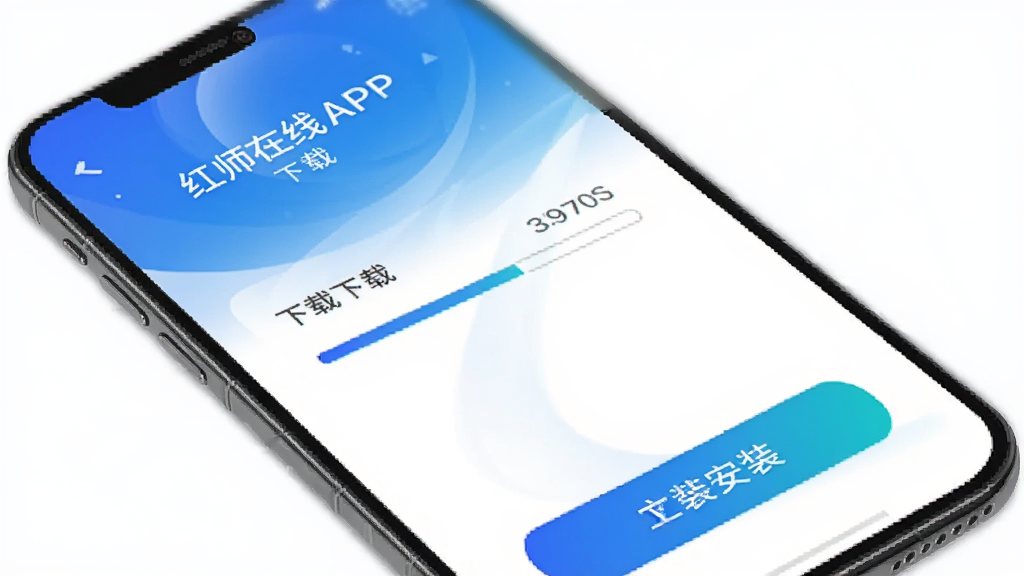 ��ʦ����APP���ذ�װҳ�棬�ֻ���Ļ��ʾ���ؽ������Ͱ�װ��ť������Ϊ���׽��䣬�����Ƽ��У������������ɾ��޶���Ԫ��