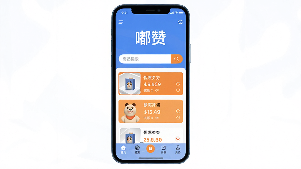 �ֻ���Ļչʾ���App���棬���в��֣�������ʾ����ޡ����֣��м�Ϊ��Ʒ��������Ż�ȯ�б����ײ�����������ƽ����Ʒ����ɫ�ͳ�ɫ��ɫ����ϸ�����������ʸɾ����޶���Ԫ��