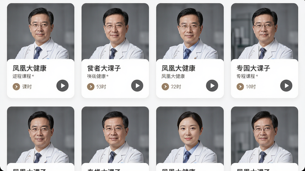 ��˴󽡿�APP�γ�ҳ�棬��λҽѧר��ͷ���������룬�γ̿�Ƭʽ���֣�����ͻ��ר����γ����ƣ��Ű����������רҵ��Լ��ϸ�ں����Ű�ť���ʱ��ǣ����ʸ���ɾ��޶���Ԫ��
