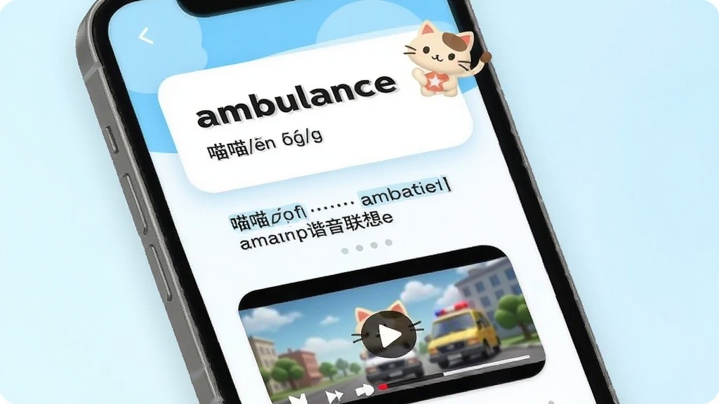 ��������Ӧ�ý���չʾ������Ϊһ���ֻ���Ļ����Ļ����ʾ���ʡ�ambulance����г������Ƭ�Ͷ���Ƶ�������򣬲��ֲ������½ṹ���Ϸ��ǵ��ʺ����꣬�м���г���������֣��·��Ƕ���ƵԤ���򣬷���������죬ϸ�ڰ���Բ�ǿ�Ƭ�������Ӱ�������˼������׺�����������ɾ����޶���Ԫ�ء�