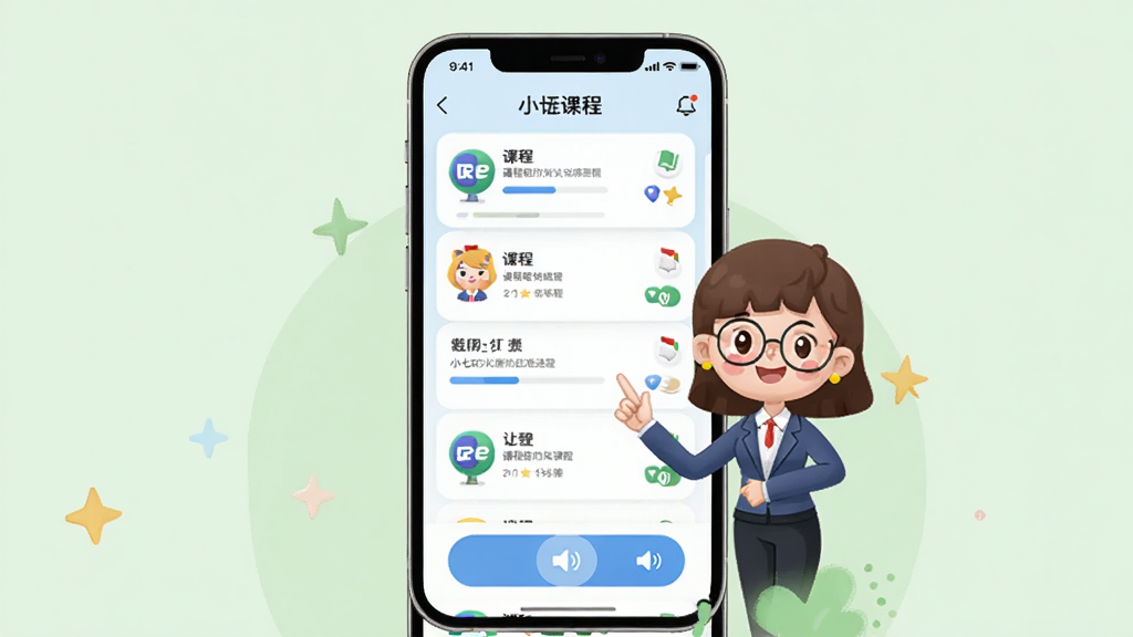 С��Ӣ��APP����չʾ������Ϊ�ֻ���Ļ����ʾ�ֲ�γ��б��Ϳ�ͨӢ����ʦ���󣬲���Ϊ�����ֻ��������Ű�������࣬���Ϊ���½�����UI���ϸ�ڰ����γ�ͼ�ꡢ��������������ť�����ʸ���ɾ��޶���Ԫ��