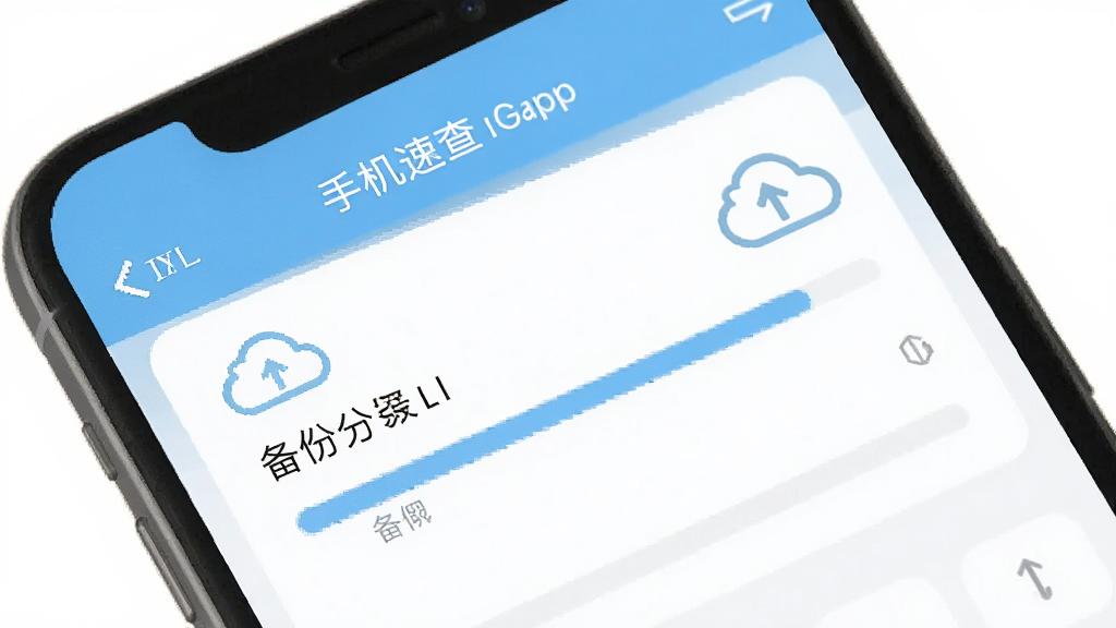 通话记录手机速查App中通讯录备份功能的操作界面,显示备份进度和云端存储图标,风格简洁明快,浅蓝色调,细节清晰,画质干净,无多余元素