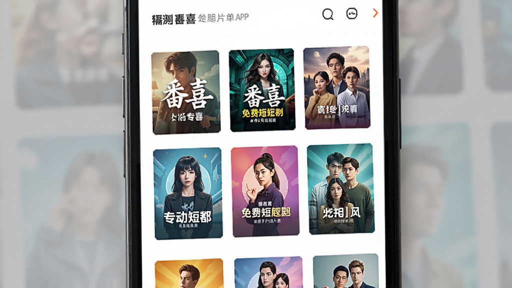 手机屏幕显示番喜免费短剧APP的专属片单界面,画面中央有多个彩色片单封面,排版整齐,风格清新现代,细节清晰,画质干净,无多余元素