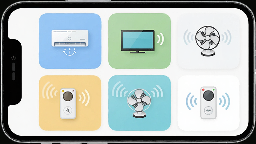 �ֻ�ң�ؿյ�APP����չʾͼ������Ϊ�ֻ���Ļ��ʾ����ҵ�ң����ͼ�����У�����Ϊ����״���Ű����룬������¼�Լ��ϸ�ڰ����յ������ӡ�����ͼ����źŲ��ƣ������������ɾ����޶���Ԫ��