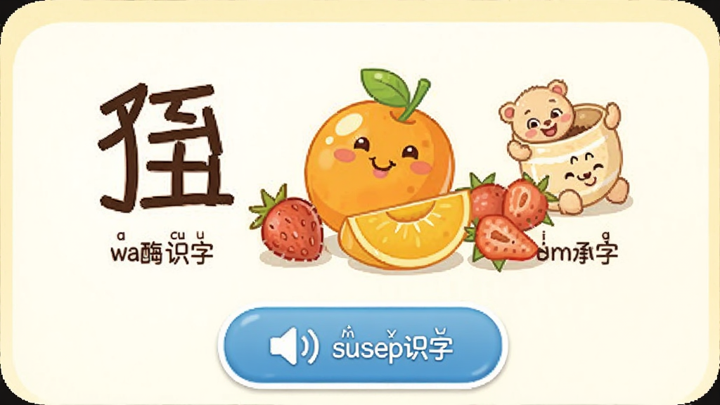 ������ͼʶ����Ӣ�ķ������ܽ��棬����Ϊһ�Ŵ����ֺ�Ӣ�ĵĿ�ͨˮ��ͼ��������Ϊ���д�ͼ���·�������ť���Ű��࣬���Ϊ������ͯ�磬ϸ�ڰ���������ͼ���ƴ����ע�����������ɾ��޶���Ԫ��