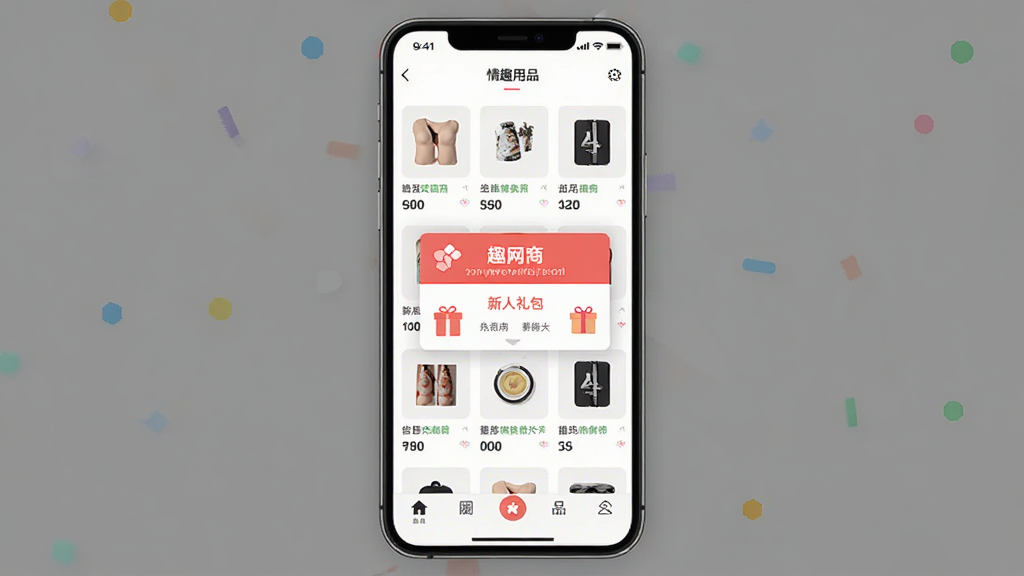Ȥ���̳�APP����չʾ������Ϊ�ֻ���Ļ����ʾ��Ȥ��Ʒ����ҳ�棬����Ϊ�����ֻ�����ͼ���Ű������������Ϊ�ִ���ƽ����ƣ�ϸ�ڰ�����Ʒ����ͼ��������������͵ײ������������ʸ���ɾ��޶���Ԫ��