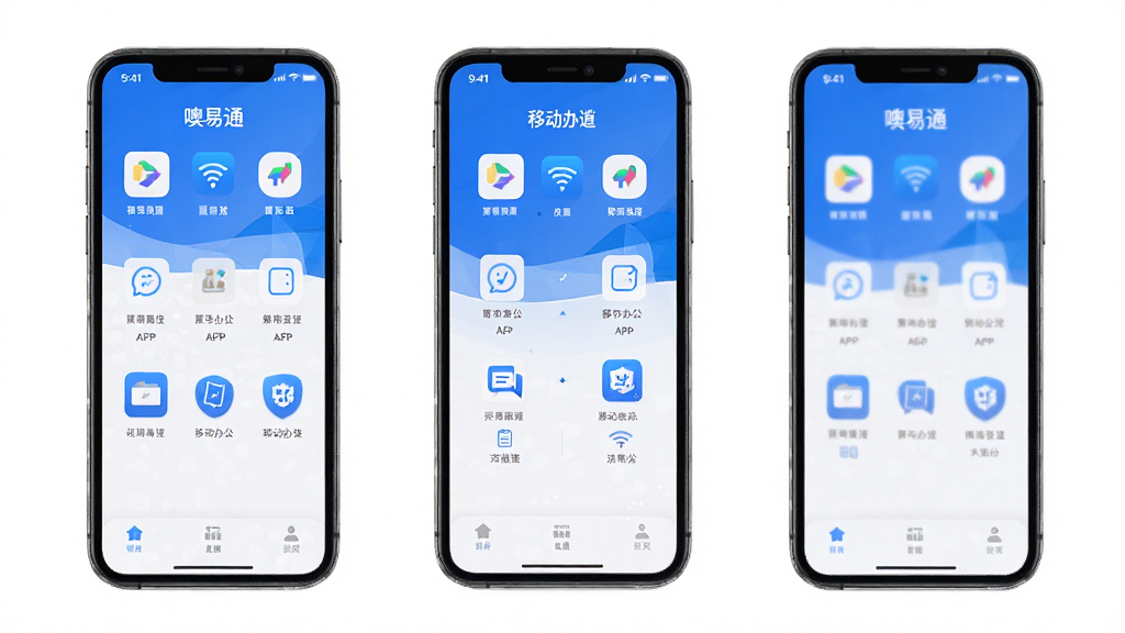 ����ͨ �ƶ��칫 APP ����չʾ �ֻ���Ļ �ִ���Լ��� ��ɫ��ɫ�� ͼ������ �Ű����� ���廭�� �ɾ��޶���Ԫ��