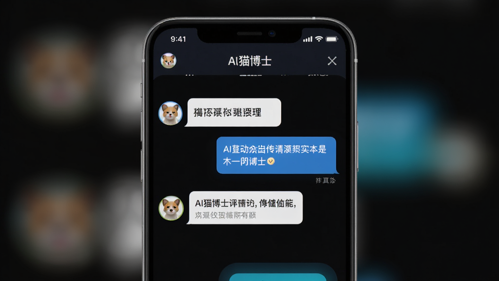 ľһ��APP�����ͼ��չʾAIè��ʿ�Ի�ҳ�棬����Ϊ�ֻ���Ļ�����־��У��Ű�������������ִ���ϸ�ڰ�������ͷ��ͶԻ����ݣ����ʸ��壬�ɾ����޶���Ԫ��
