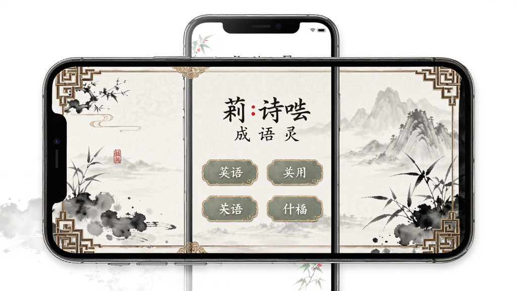 ��ʫѡӦ����ҳչʾ������Ϊ�ֻ���Ļ��ʾ���ﴳ����Ϸ���棬����Ϊ���½ṹ���Ű��࣬���Ϊ�������£�ϸ�ڰ����ŷ�߿򡢳�����Ŀ��ѡ�ť��ˮī��׺�����ʸ��壬�ɾ����޶���Ԫ��