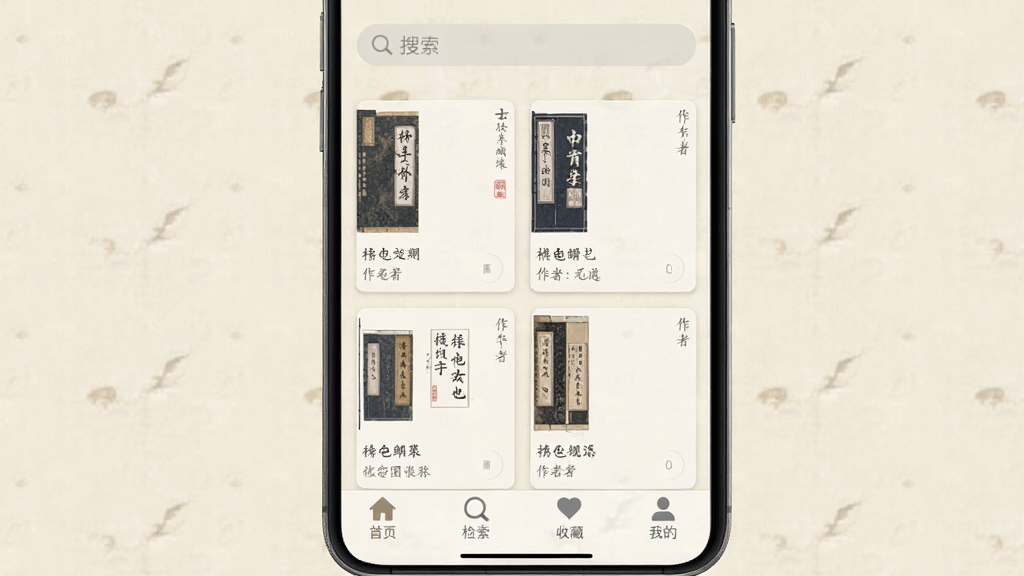 ��Ҳ����ͼ���Ӧ�������棬�ֻ���Ļչʾ�ż������б���������ɫ�������������������в�Ϊ���׿�Ƭʽ���֣�ÿ�ſ�Ƭ��ʾ���������ߣ��ײ�������������ҳ���������ղء��ҵ��ĸ�ͼ�꣬�������Լ�ŵ䣬�����������ɾ��޶���Ԫ��