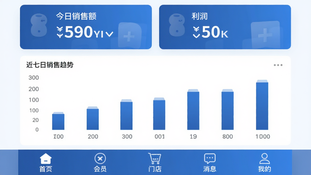 �ҵĵ����°�Ӧ�������棬������ʾ�������۶���������ֿ�Ƭ���в�Ϊ��״ͼչʾ�������������ƣ��ײ�������������ҳ����Ա���ŵꡢ��Ϣ���ҵ����ͼ�꣬���������ɫ�����񣬲��ּ�����������ʸɾ��޶���Ԫ��