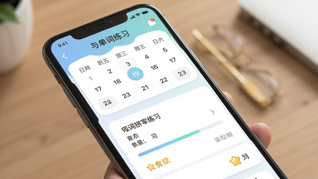 ��������APPѧϰ���뵥����ϰ���棬�ֻ���Ļ��ʾ�������͵���ƴд��ϰ��Ŀ��������ɫ��ͣ��н������ͻ�����ʾ��������Ѻã�ϸ�����������ʸɾ����޶���Ԫ��
