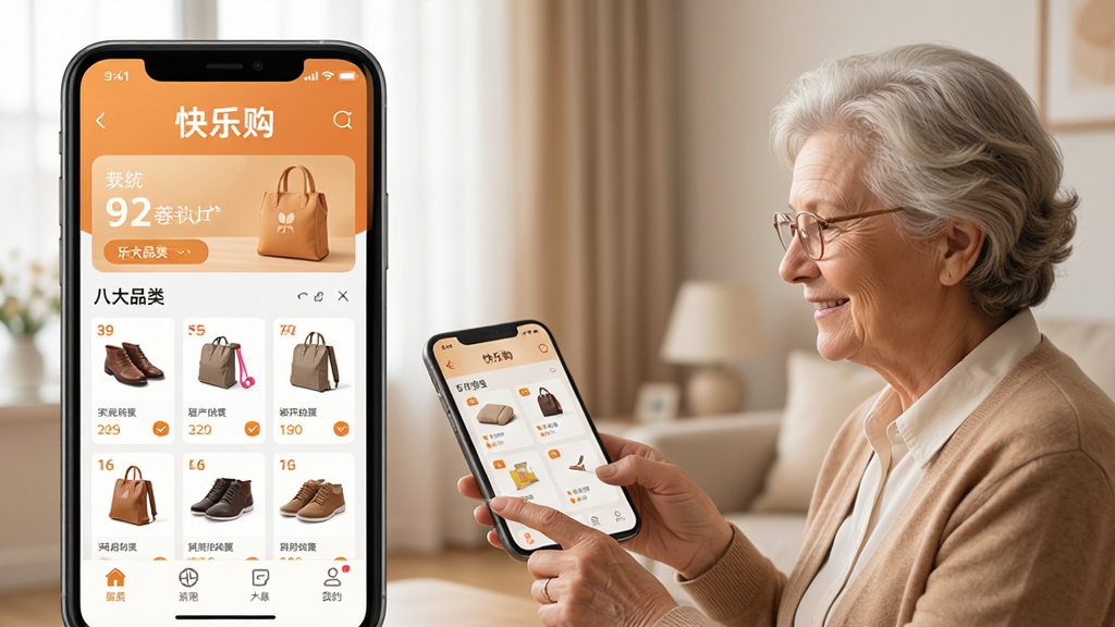 ���ֹ�APP��ҳչʾ�˴�Ʒ����Ʒ���������û����������棬ůɫ���������������ִ�����APP���ϸ�ڷḻ�������������ɾ����޶���Ԫ��